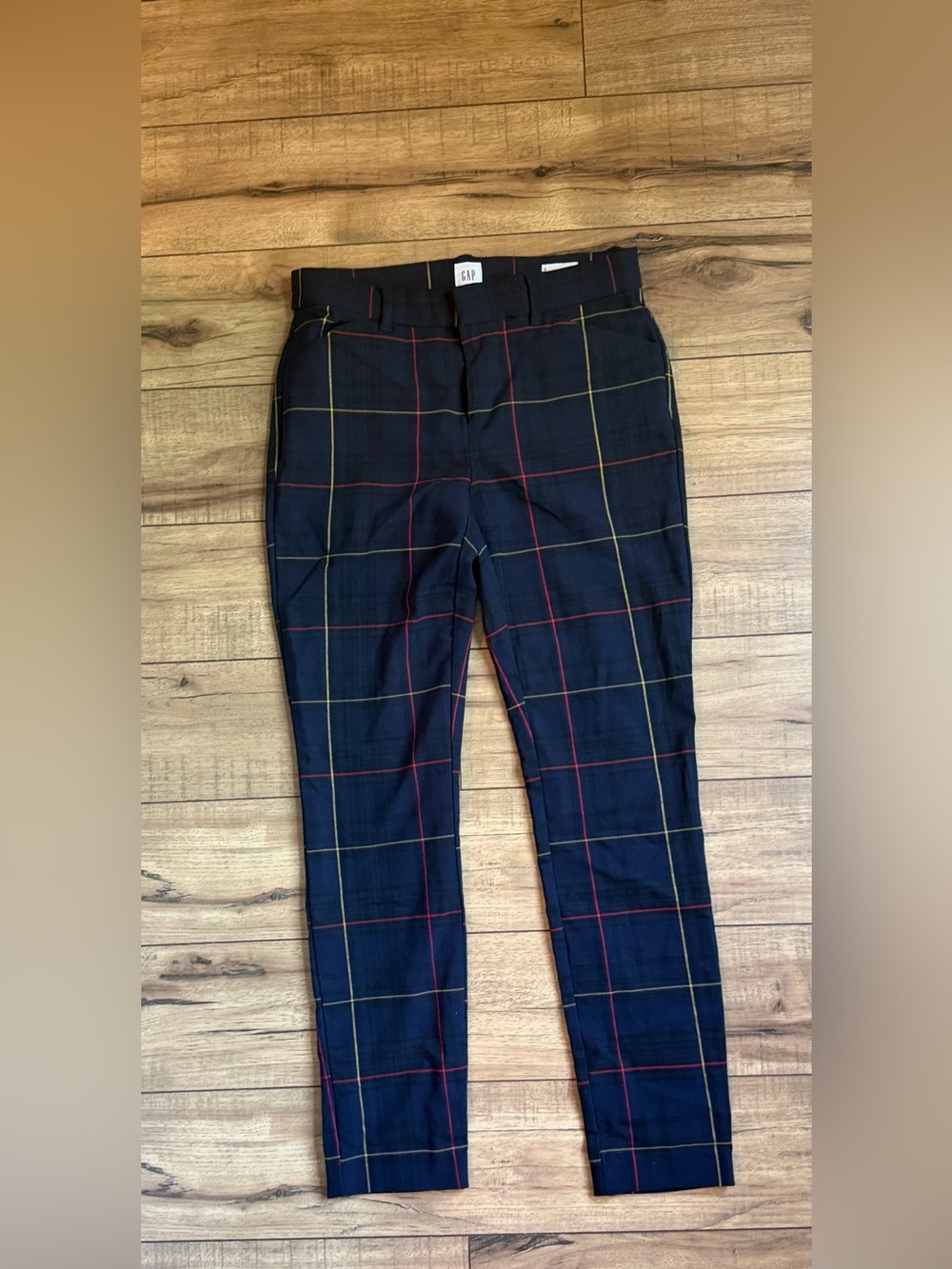 GAP Navy Plaid Chinos with Red & Yellow Windowpane